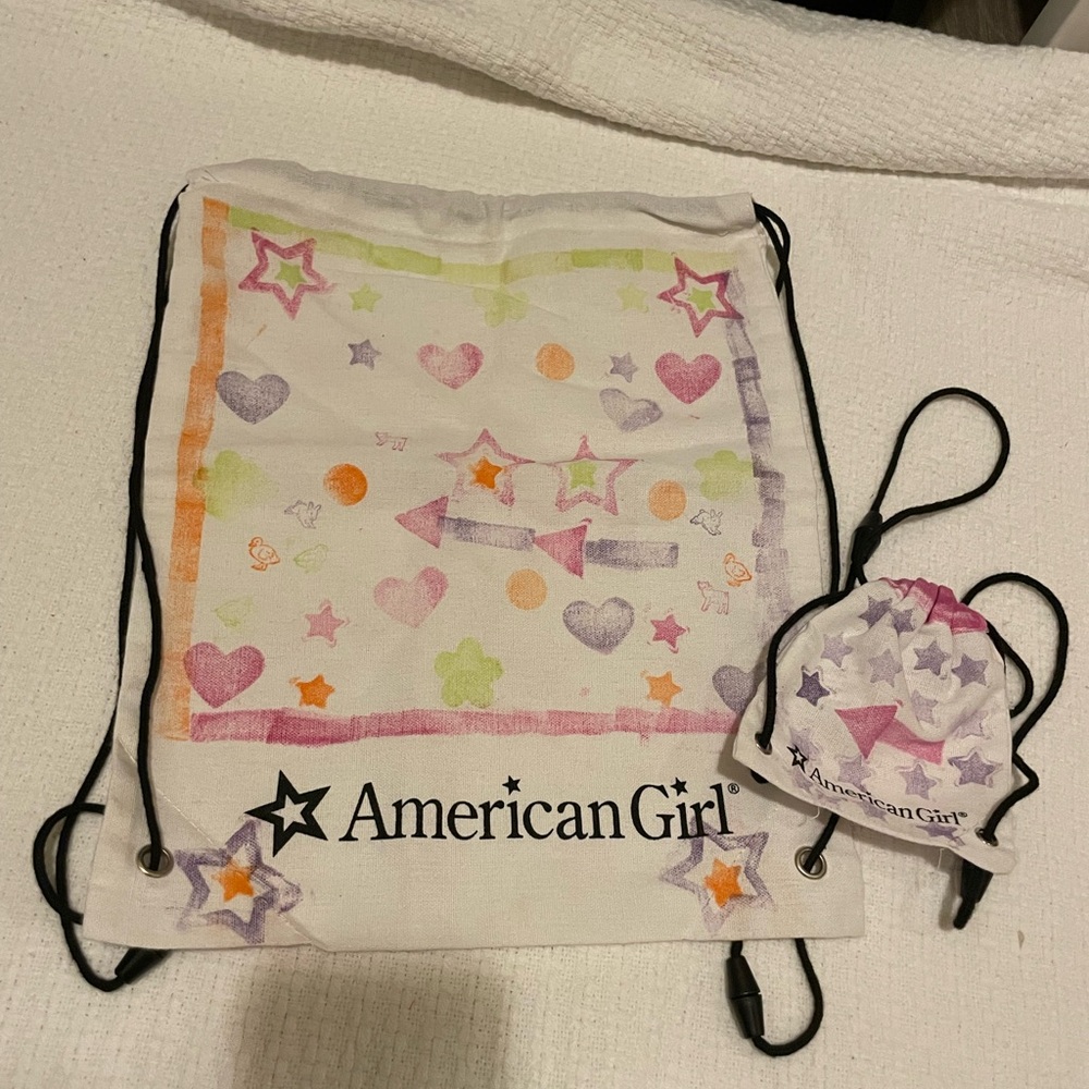 Two American Girl Doll craft cinch bag Matching for girl and doll